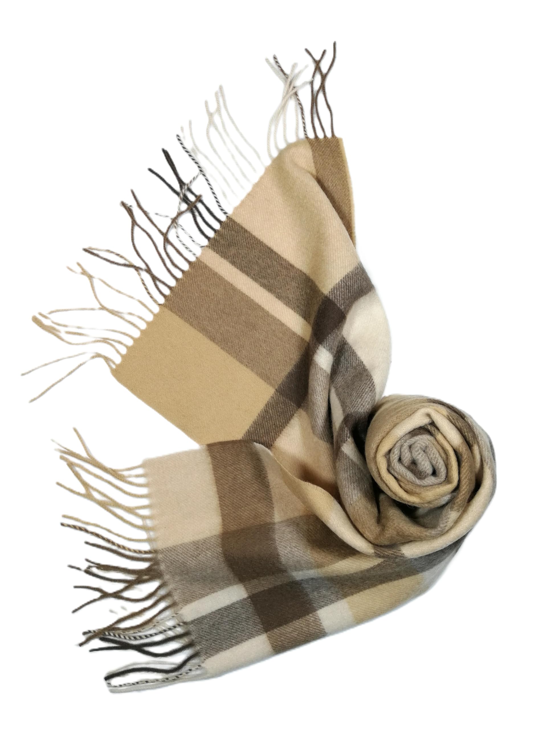 Shanlin 100% Australian Merino Wool Plaid Scarf for Men & Women – Soft, Warm, Lightweight Winter Wrap with Fringe
