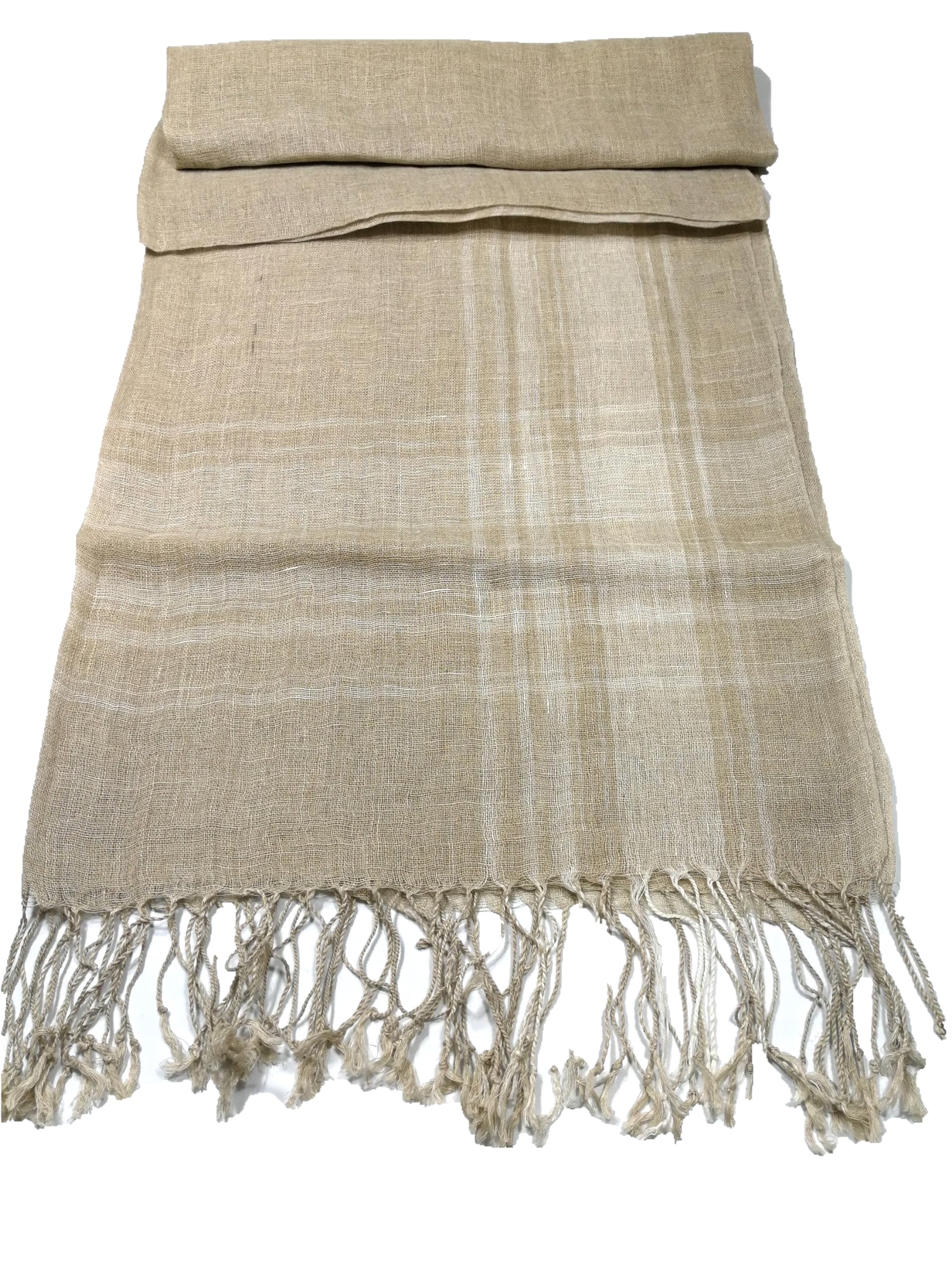 Shanlin Unisex Natural Color 100% Linen Scarves for Men and Women