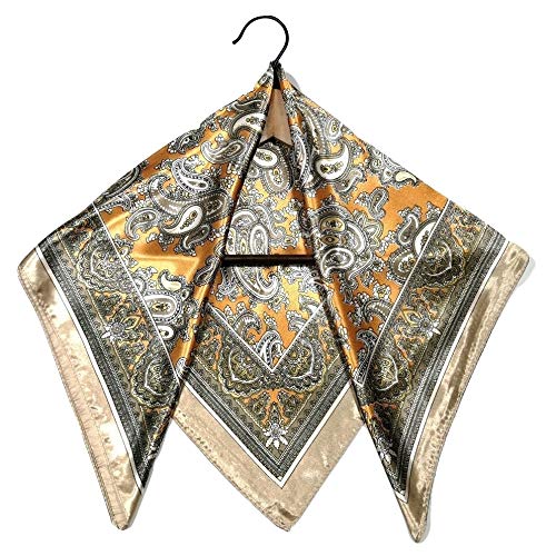 Shanlin Paisley Pattern Silk Feel Satin Square Scarf Bandanas (23.5"X23.5")