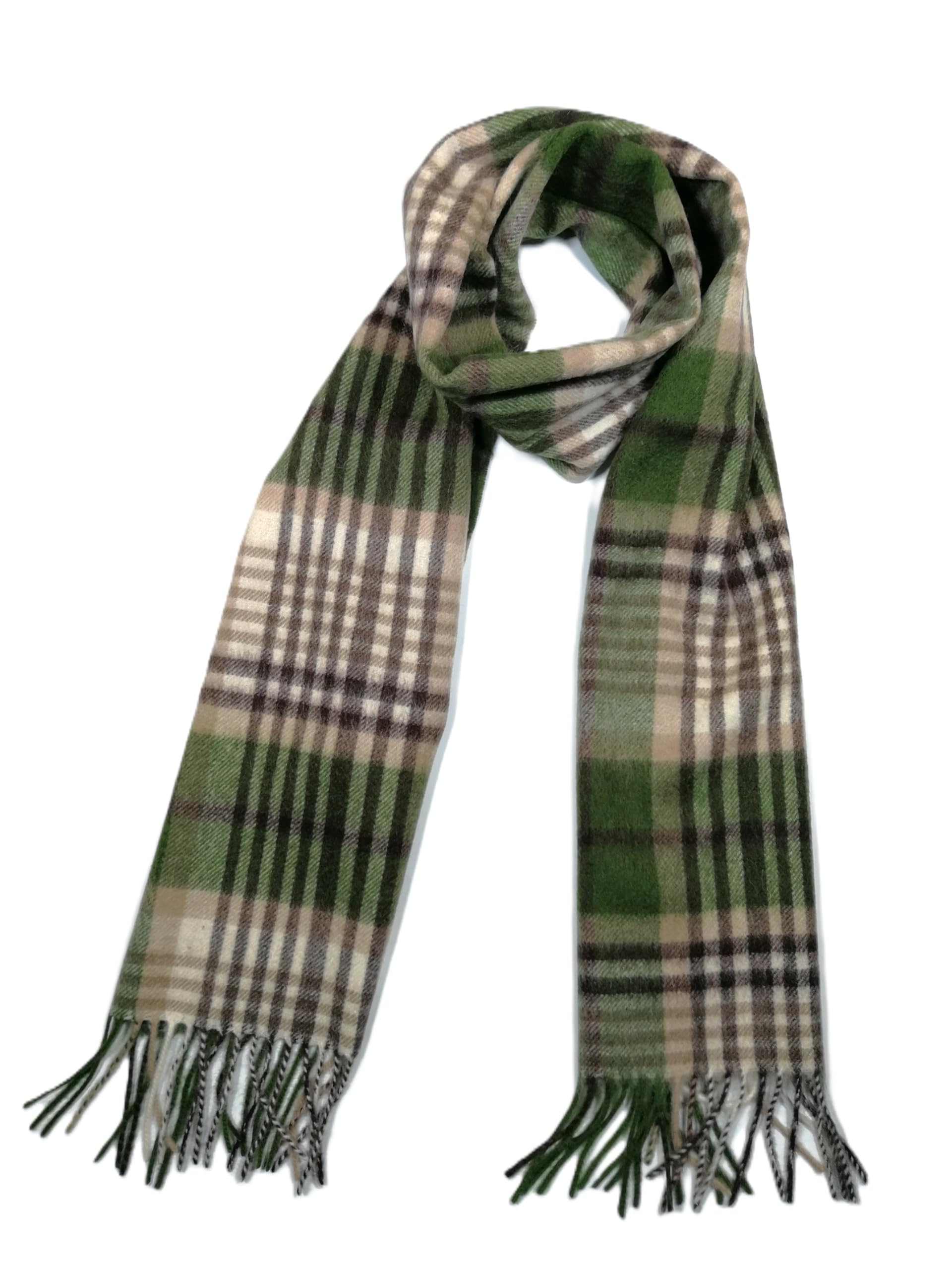 Shanlin 100% Australian Merino Wool Plaid Scarf for Men & Women – Soft, Warm, Lightweight Winter Wrap with Fringe