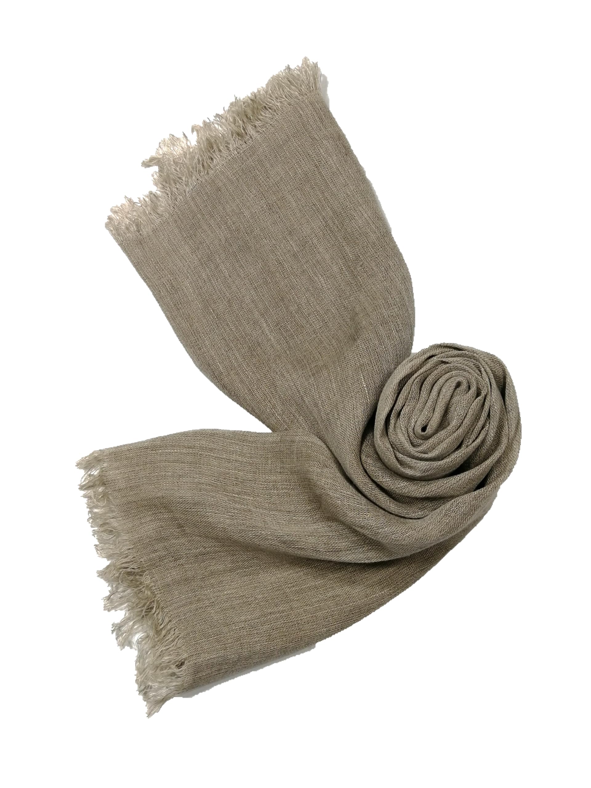 Shanlin Unisex Natural Color 100% Linen Scarves for Men and Women
