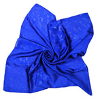 Shanlin Floral Pattern Solid Color Silk Feel Square Scarves (27.5"X27.5")