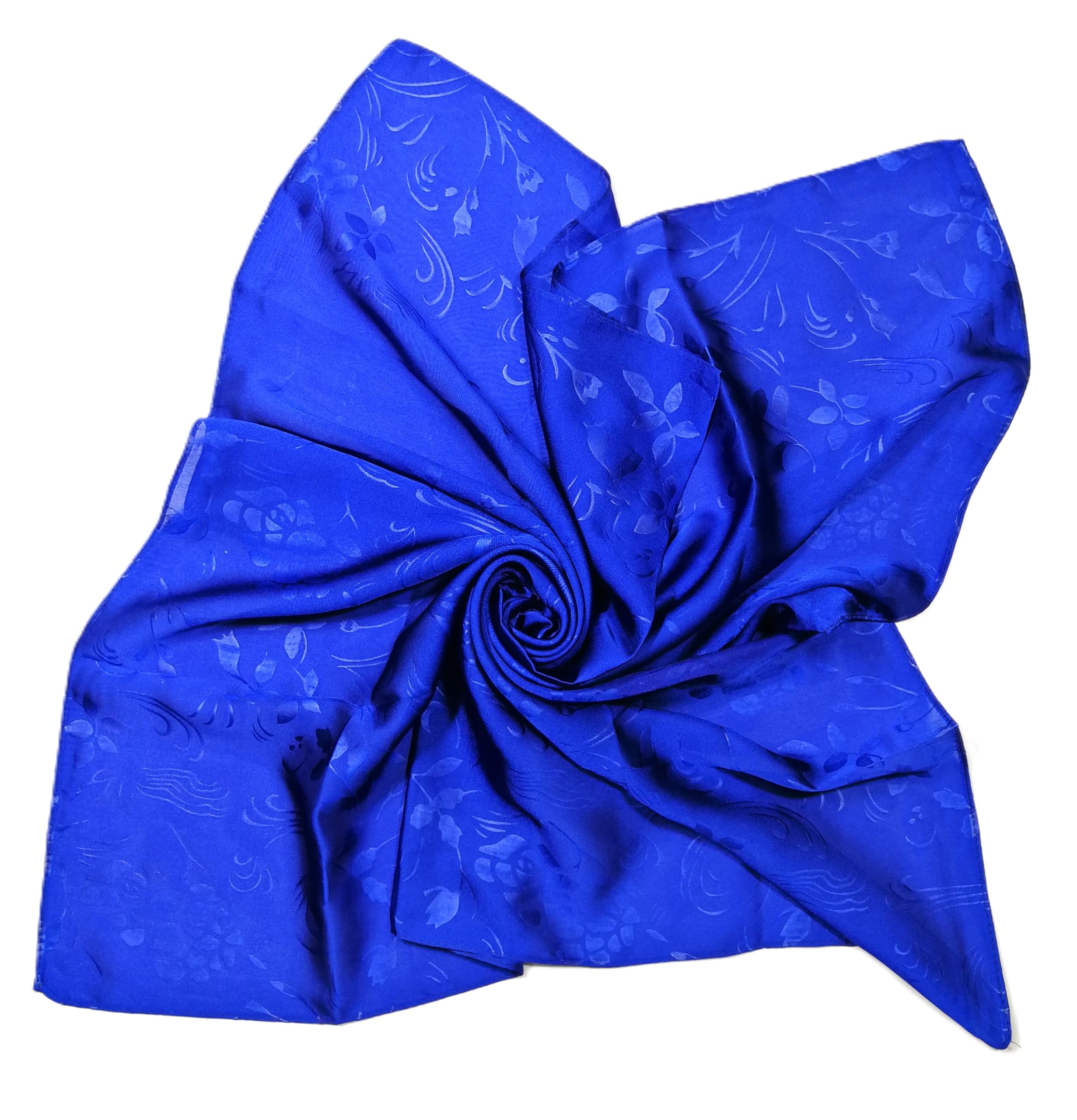 Shanlin Floral Pattern Solid Color Silk Feel Square Scarves (27.5"X27.5")