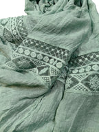 Shanlin Cotton Blend Solid Color Scarves with Elegant Lace Edge for Women