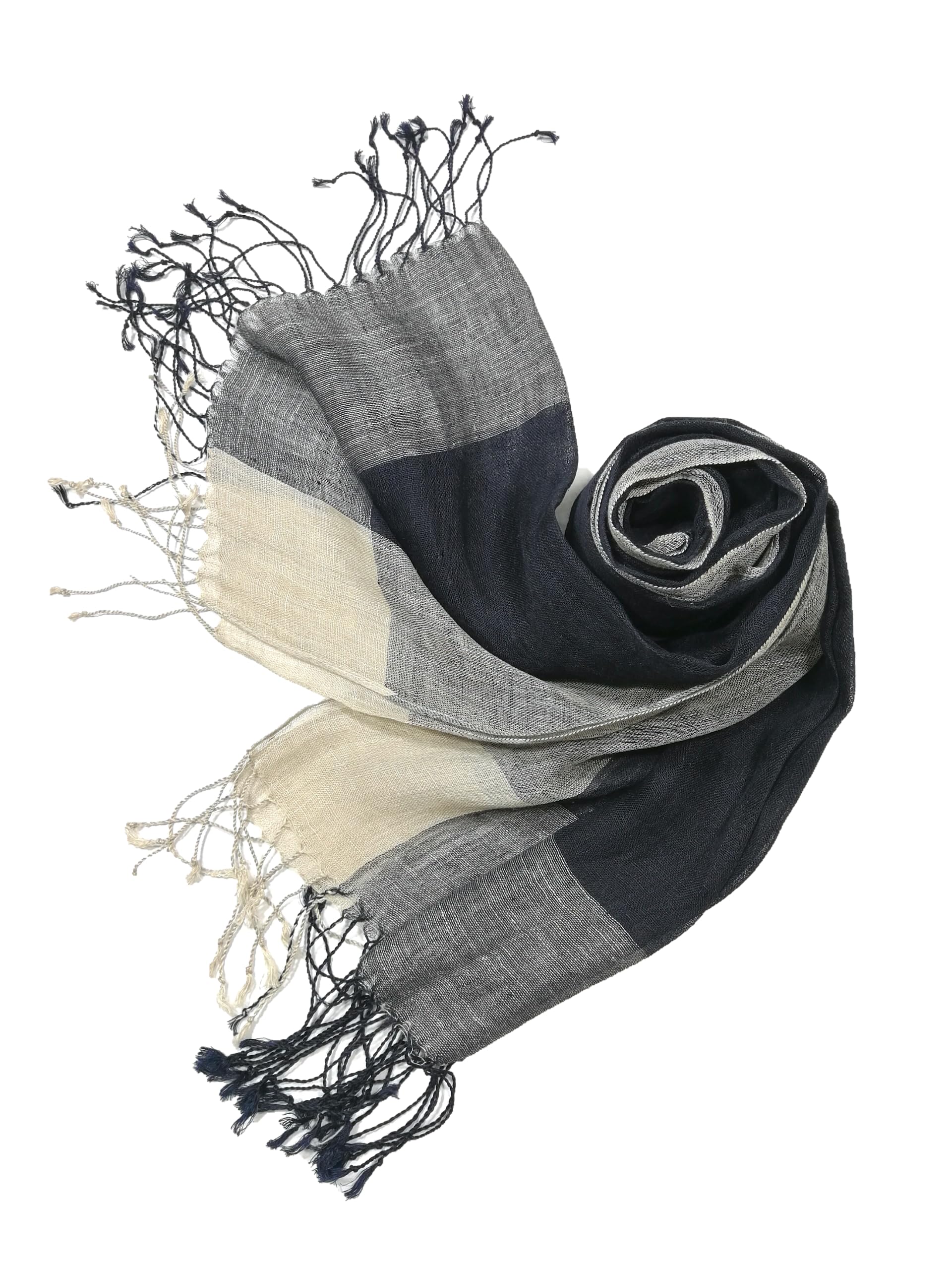 Shanlin Unisex Natural Color 100% Linen Scarves for Men and Women