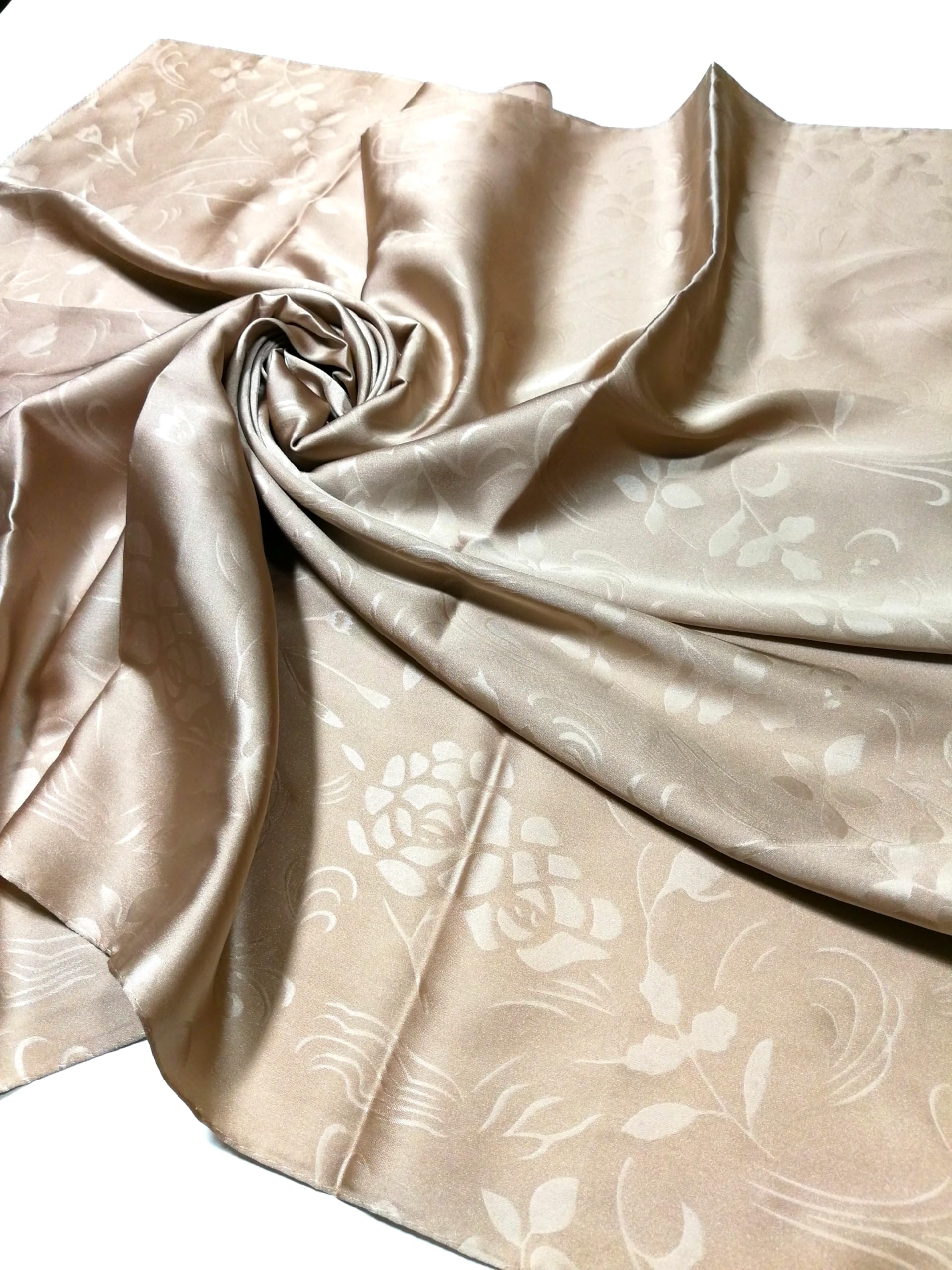 Shanlin Floral Pattern Solid Color Silk Feel Square Scarves (27.5"X27.5")