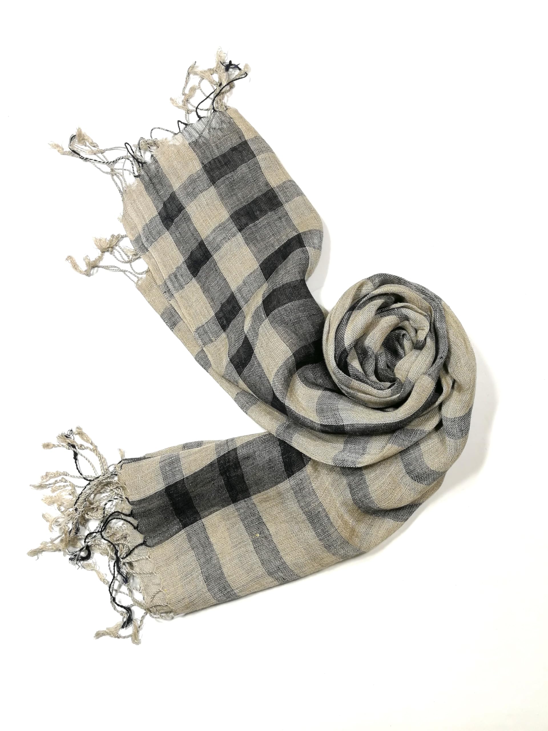 Shanlin Unisex Natural Color 100% Linen Scarves for Men and Women