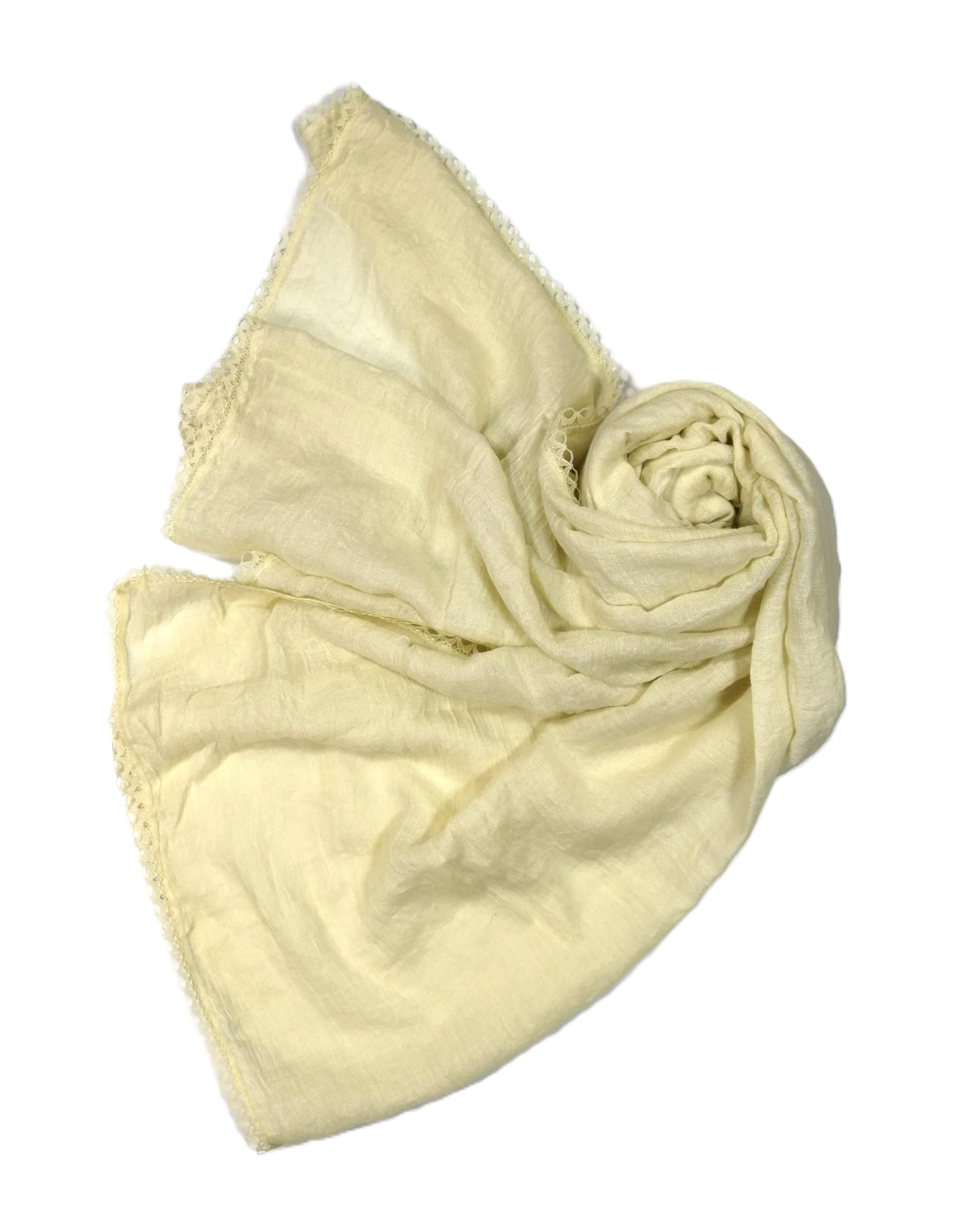 Shanlin Cotton Blend Solid Color Scarves with Elegant Lace Edge for Women