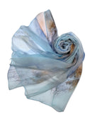 Shanlin 100% Mulberry Silk Chiffon Floral Long Scarf for Travel, Office, Wedding & Daily Wear 180 x 65 cm
