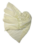 Shanlin Cotton Blend Solid Color Scarves with Elegant Lace Edge for Women