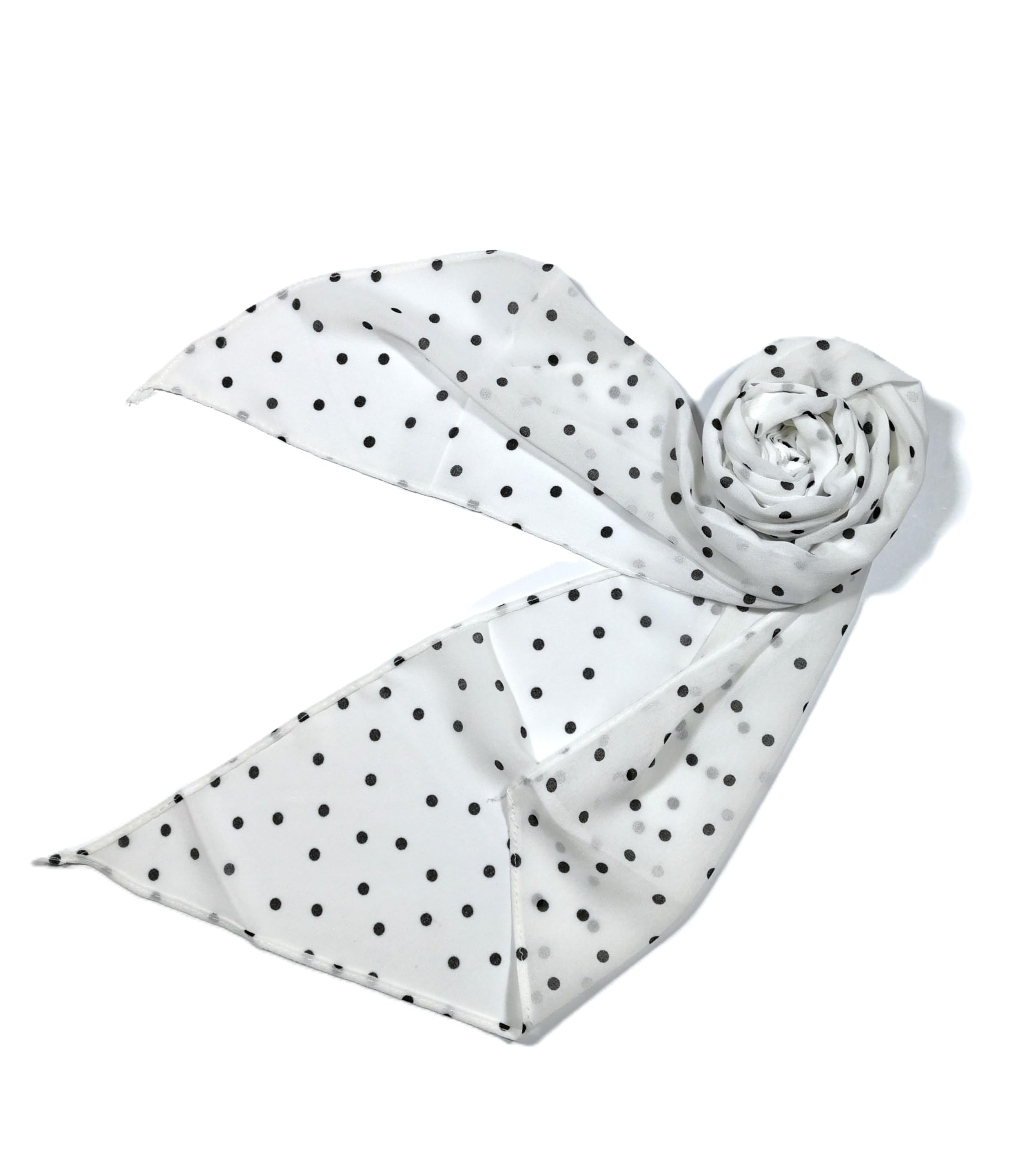 Shanlin Vintage Polka Dot Chiffon Skinny Scarf – Lightweight Retro Long Ribbon for Neck, Hair, Hat