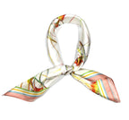 Shanlin 100% Mulberry Silk Twill Scarf Hand-Drawn Nature Print Square Silk Neckerchief Headscarf for Women (26"x26")