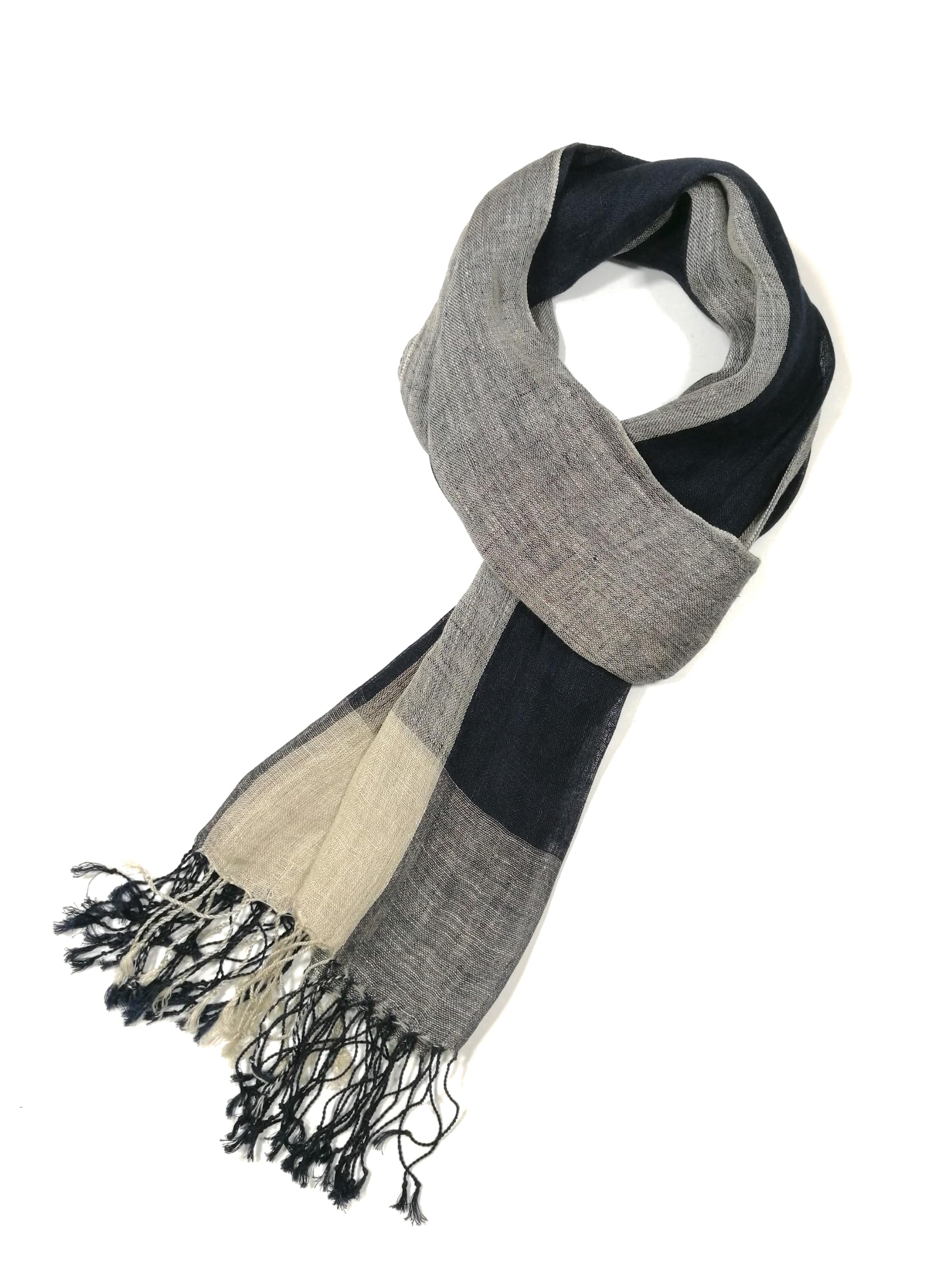 Shanlin Unisex Natural Color 100% Linen Scarves for Men and Women