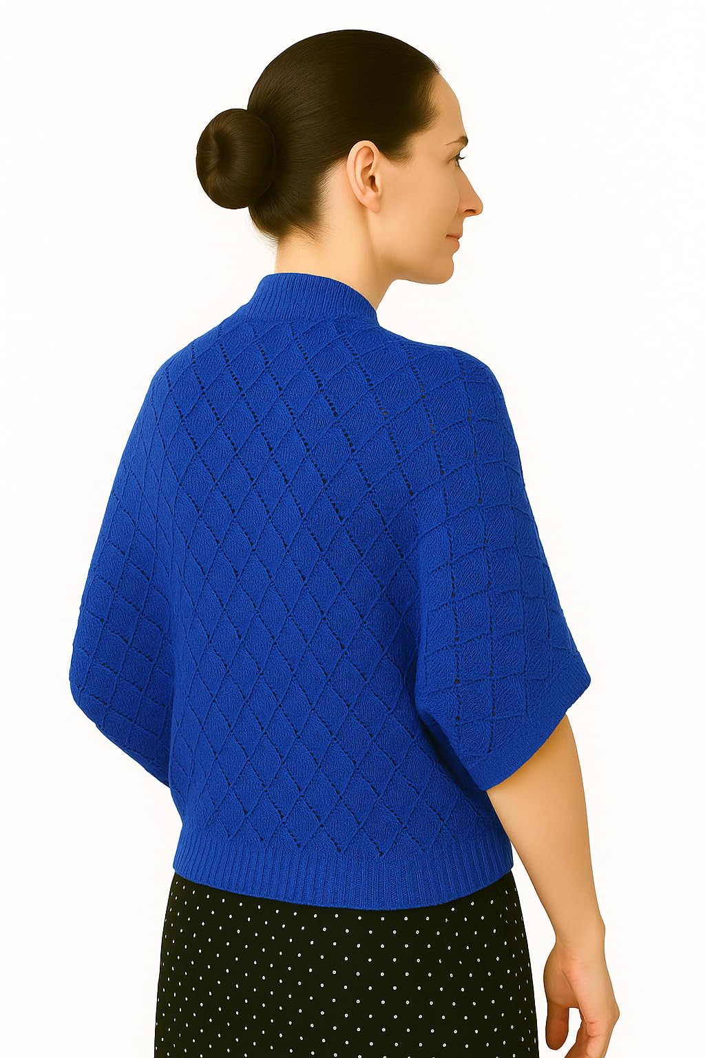 Shanlin Rhombus-Shaped Hollow Pattern Cocoon Cardigan Sweater Shawl