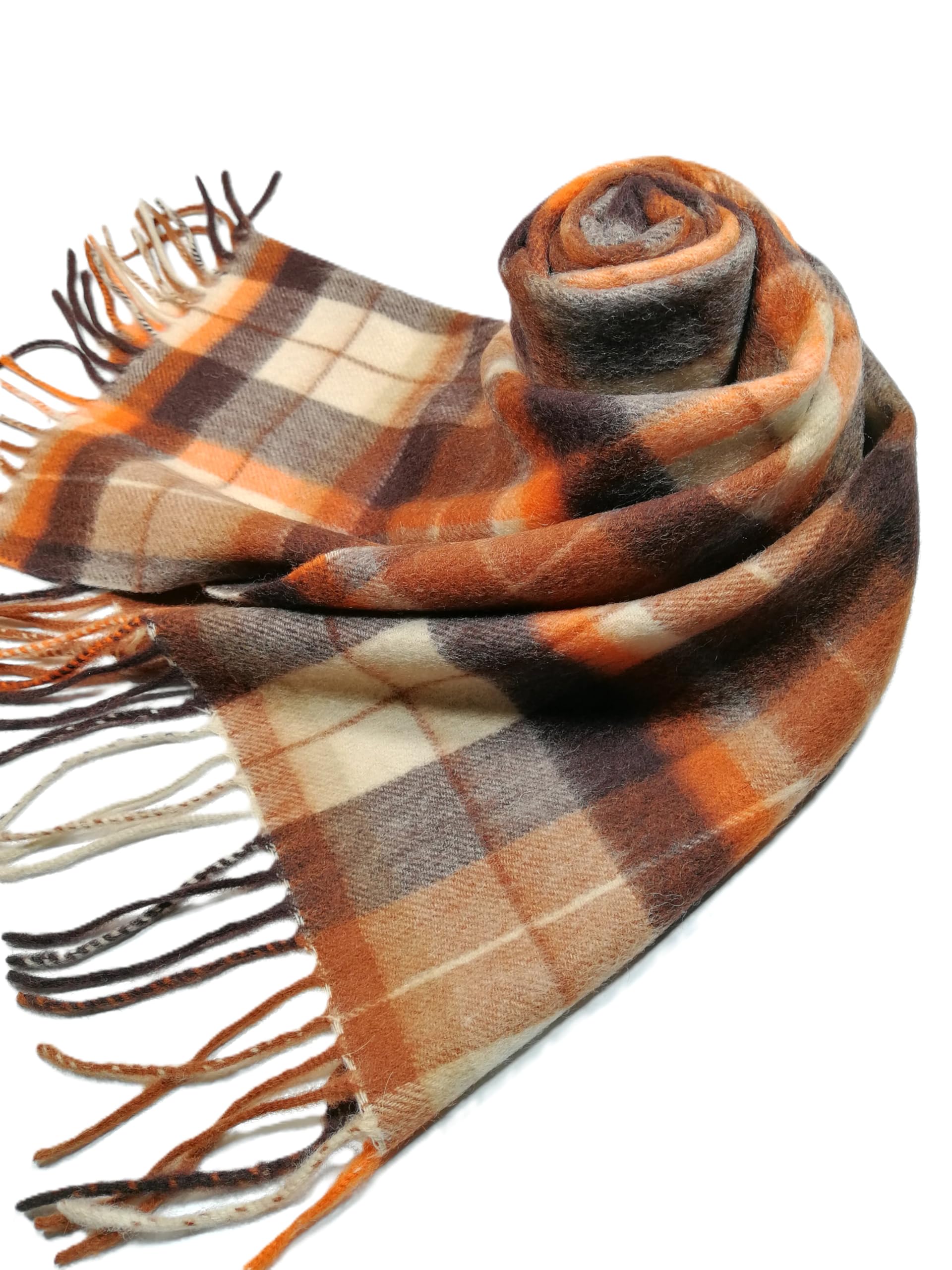 Shanlin 100% Australian Merino Wool Plaid Scarf for Men & Women – Soft, Warm, Lightweight Winter Wrap with Fringe
