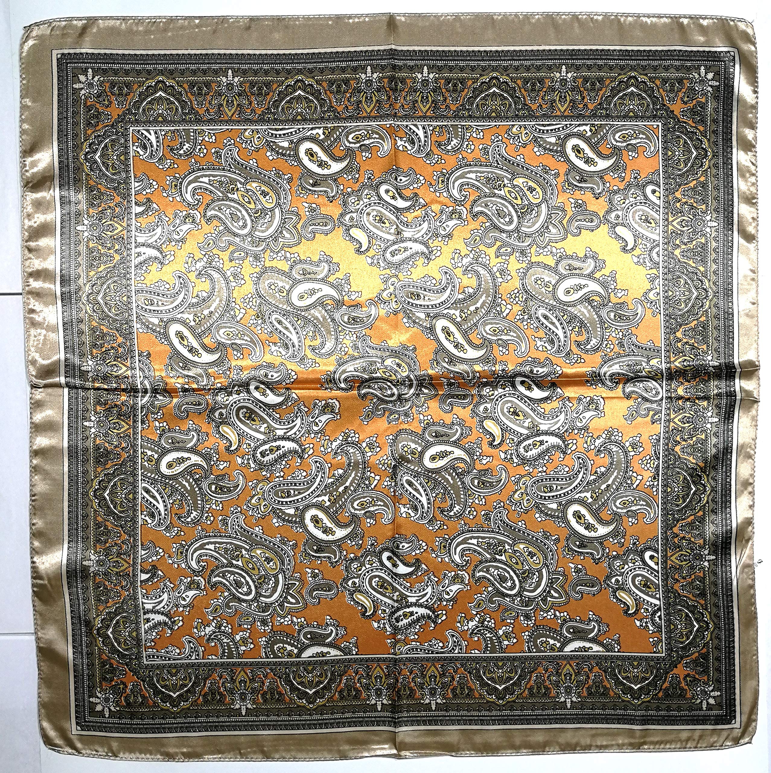 Shanlin Paisley Pattern Silk Feel Satin Square Scarf Bandanas (23.5"X23.5")