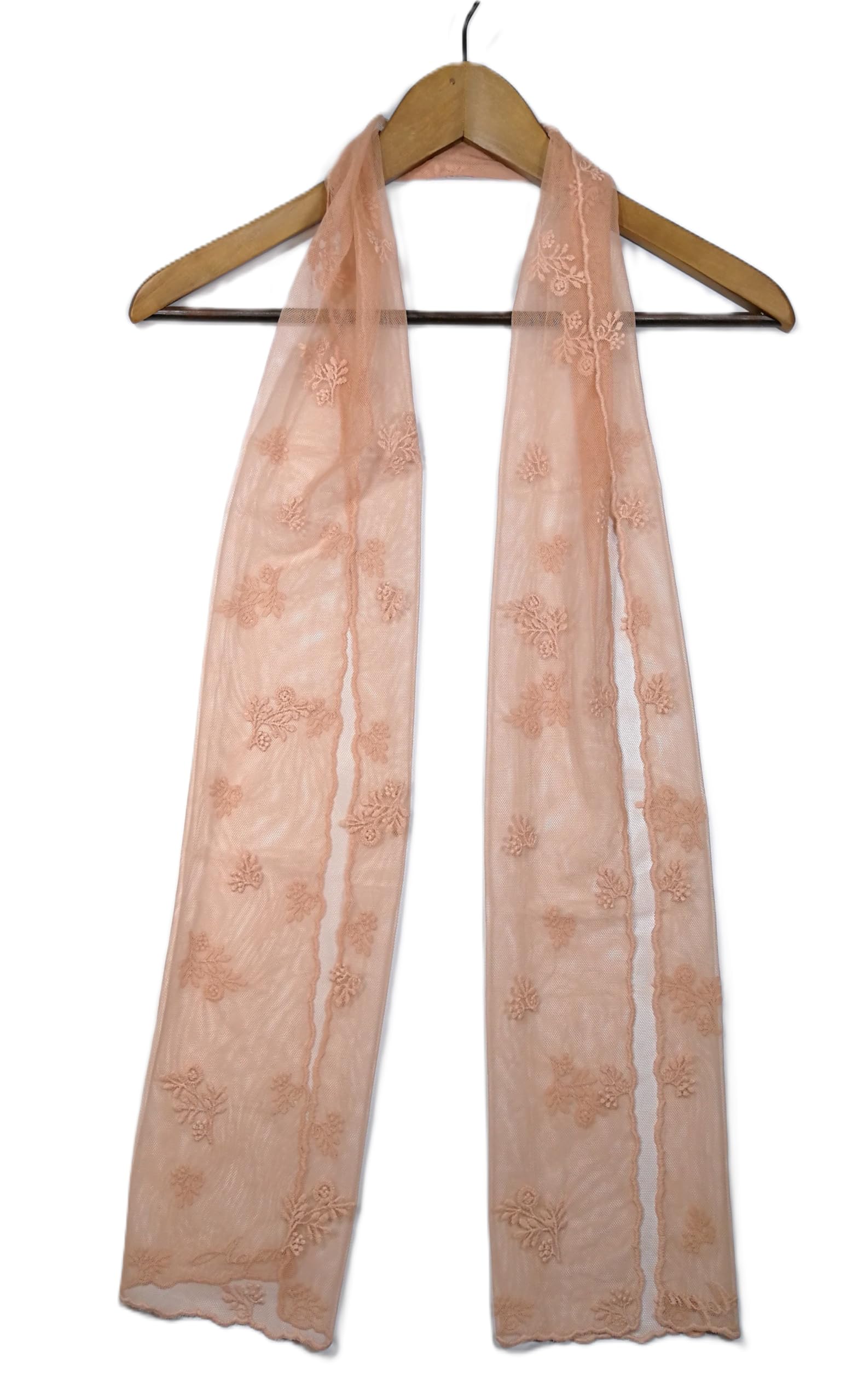 Shanlin Delicate Floral Embroidered Mesh Lace Scarf for Women
