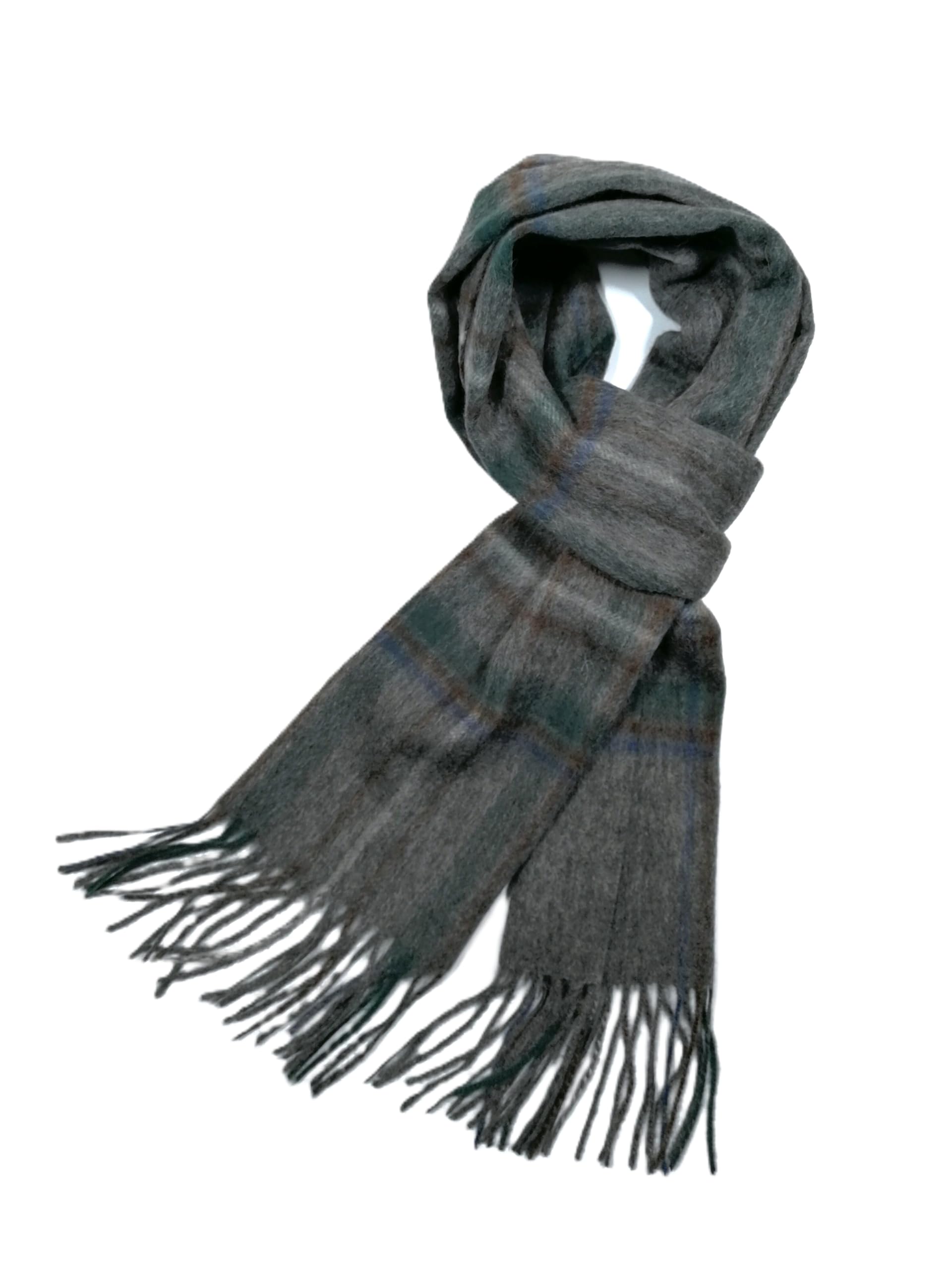 Shanlin 100% Australian Merino Wool Plaid Scarf for Men & Women – Soft, Warm, Lightweight Winter Wrap with Fringe