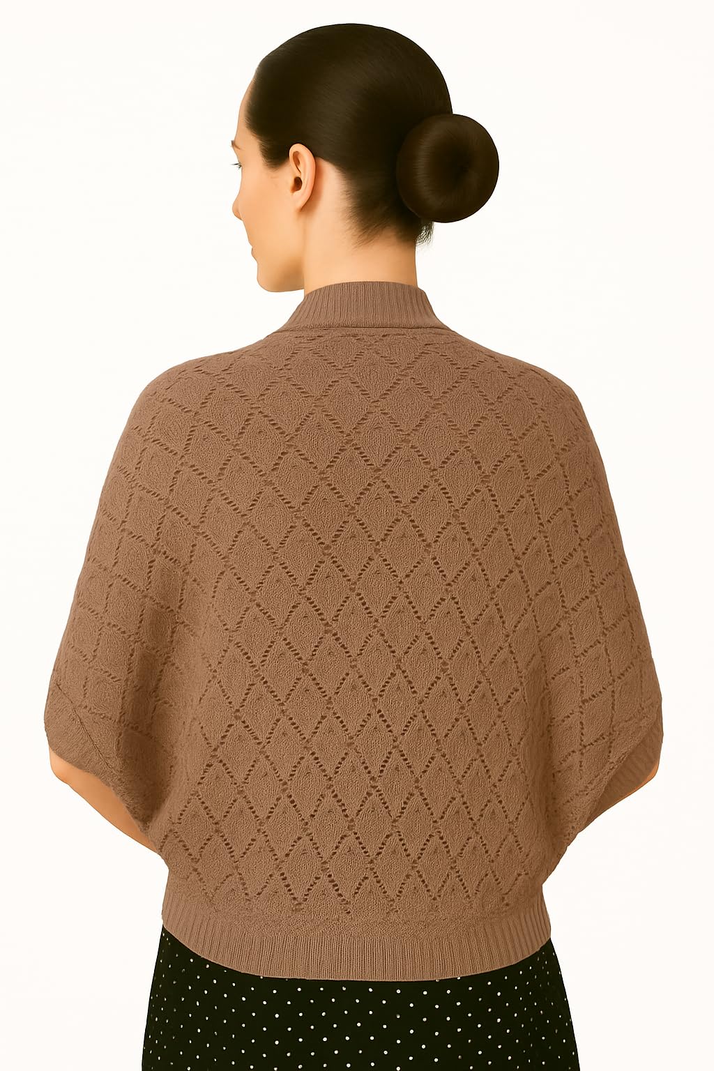 Shanlin Rhombus-Shaped Hollow Pattern Cocoon Cardigan Sweater Shawl