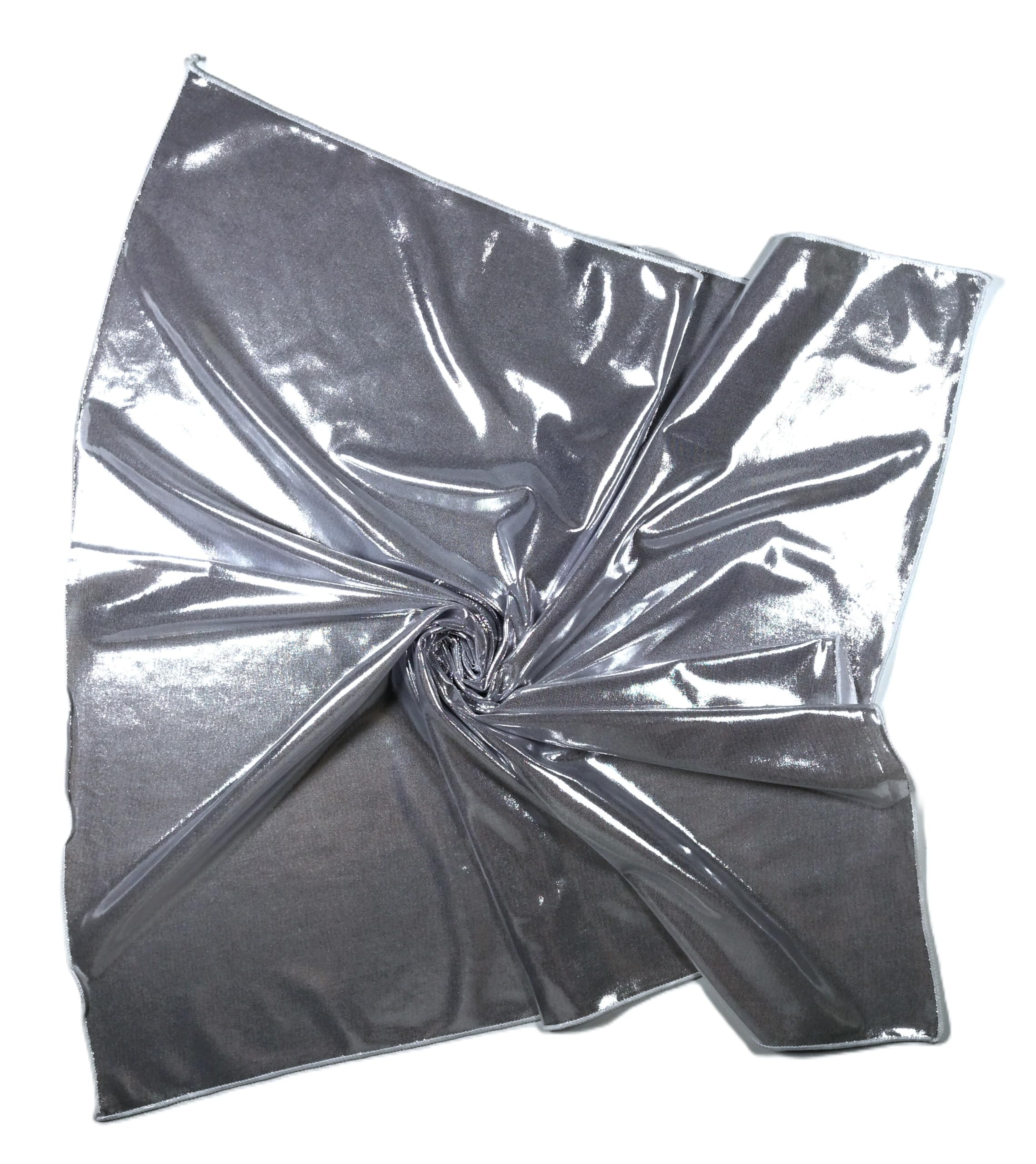 Shanlin Metallic Headscarf Futuristic Galaxy-Inspired Wrap Y2K Bandana Hip Hop Square Scarf for Women & Men