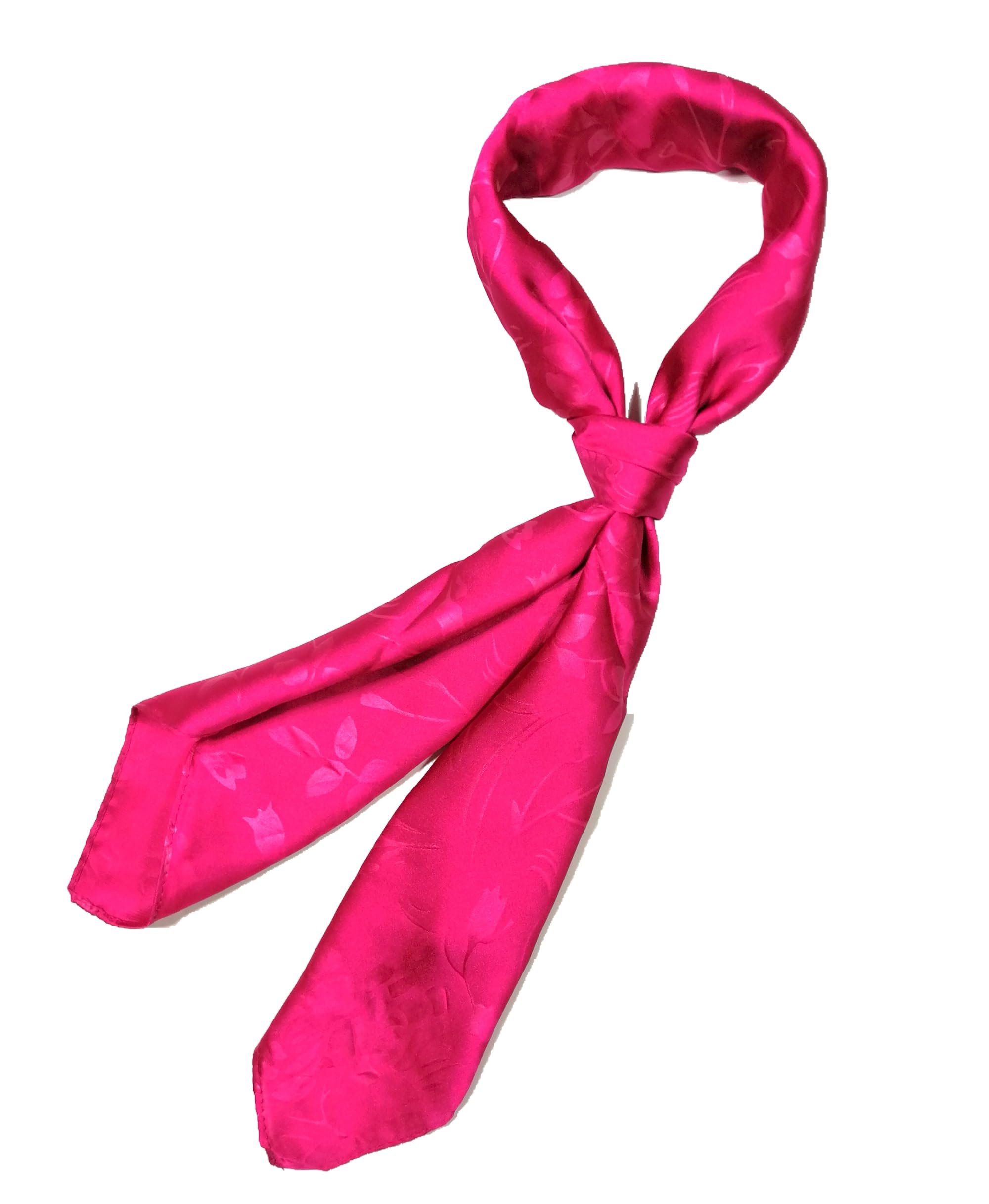Shanlin Floral Pattern Solid Color Silk Feel Square Scarves (27.5"X27.5")