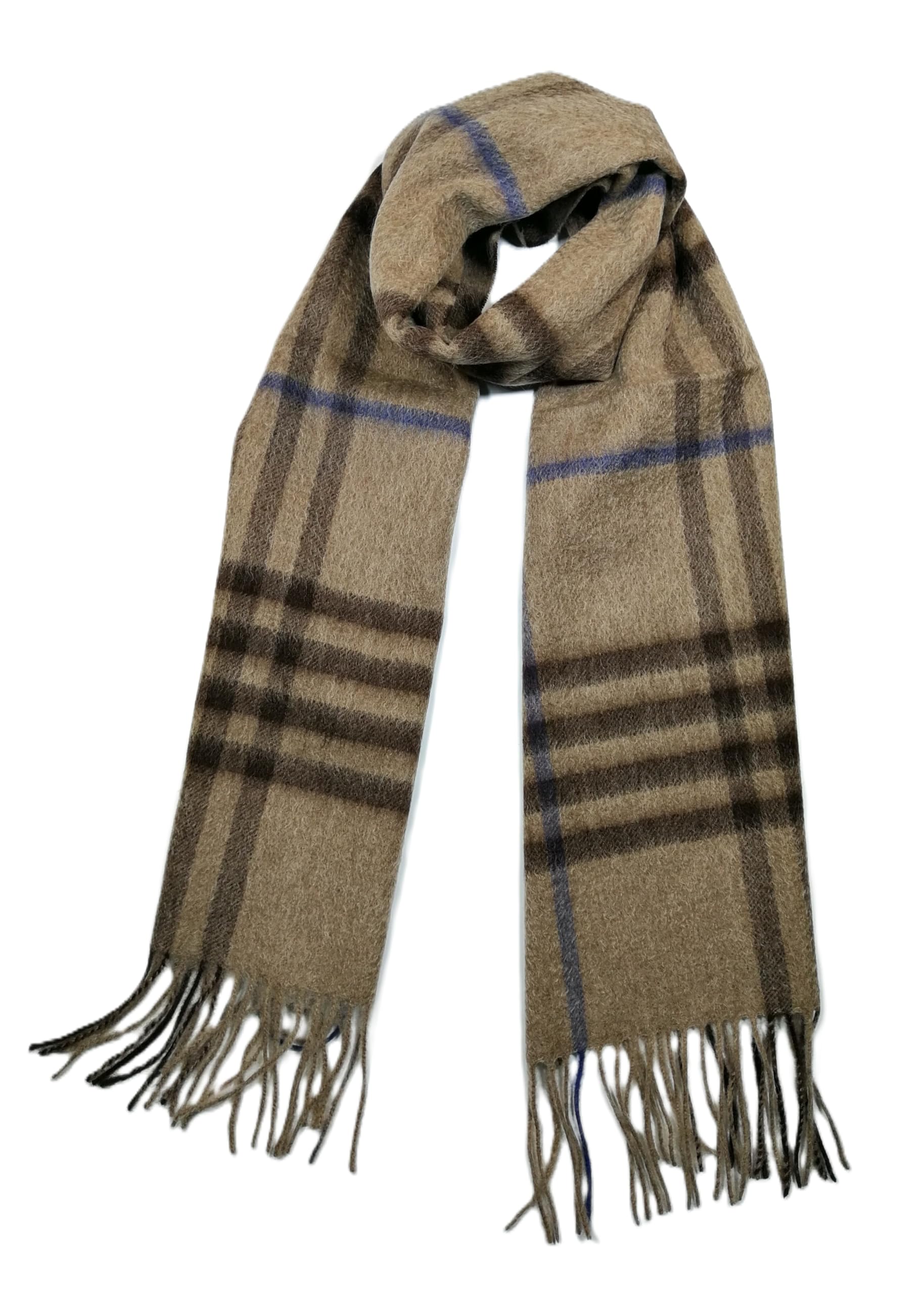 Shanlin 100% Australian Merino Wool Plaid Scarf for Men & Women – Soft, Warm, Lightweight Winter Wrap with Fringe