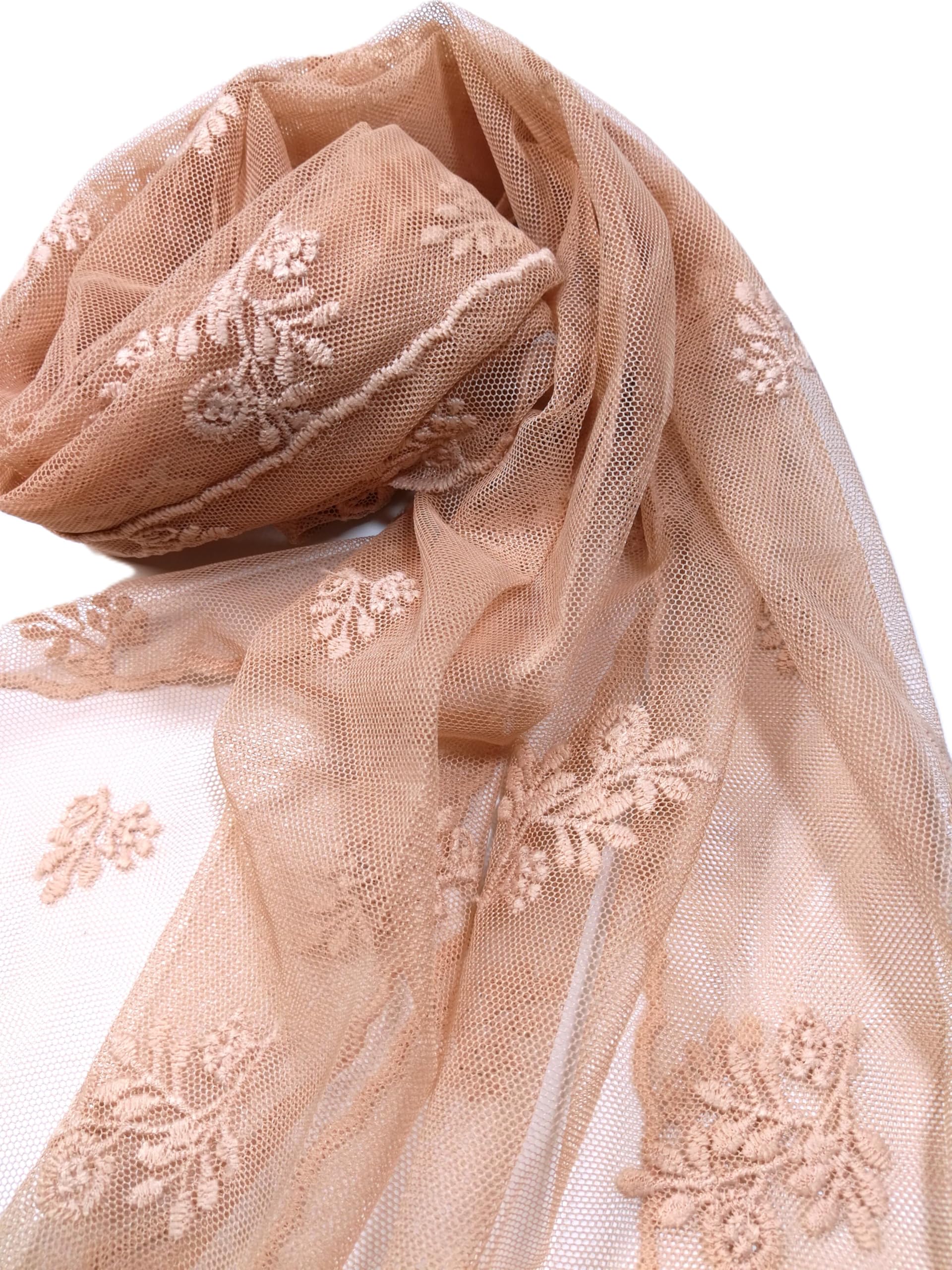 Shanlin Delicate Floral Embroidered Mesh Lace Scarf for Women