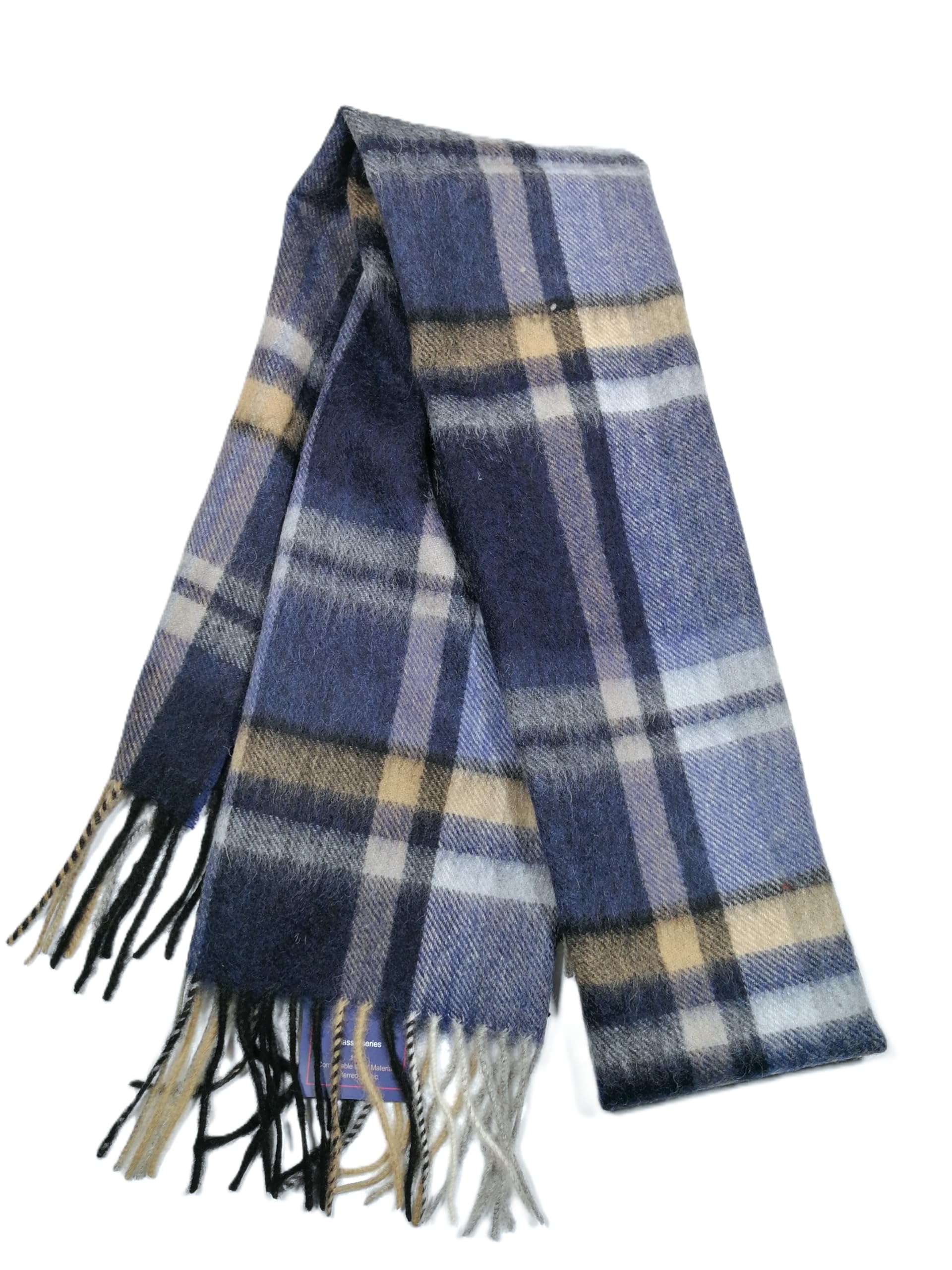 Shanlin 100% Australian Merino Wool Plaid Scarf for Men & Women – Soft, Warm, Lightweight Winter Wrap with Fringe