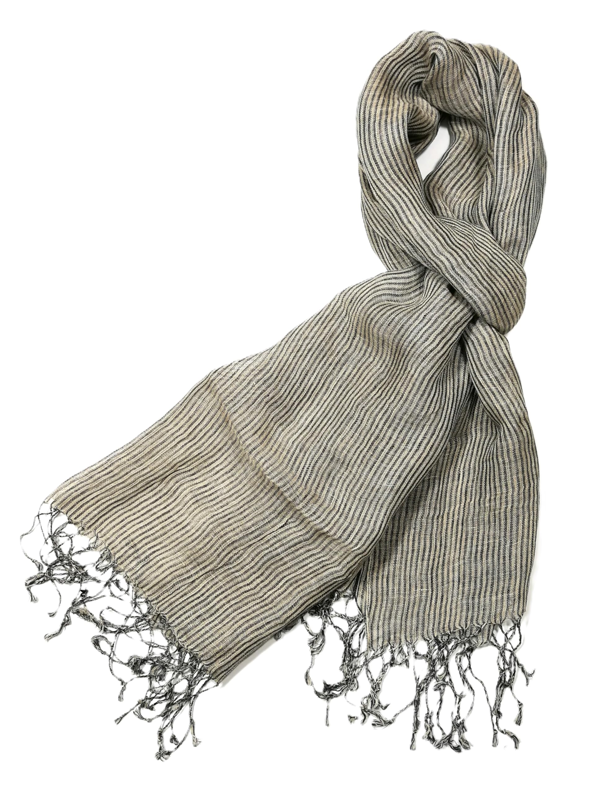 Shanlin Unisex Natural Color 100% Linen Scarves for Men and Women