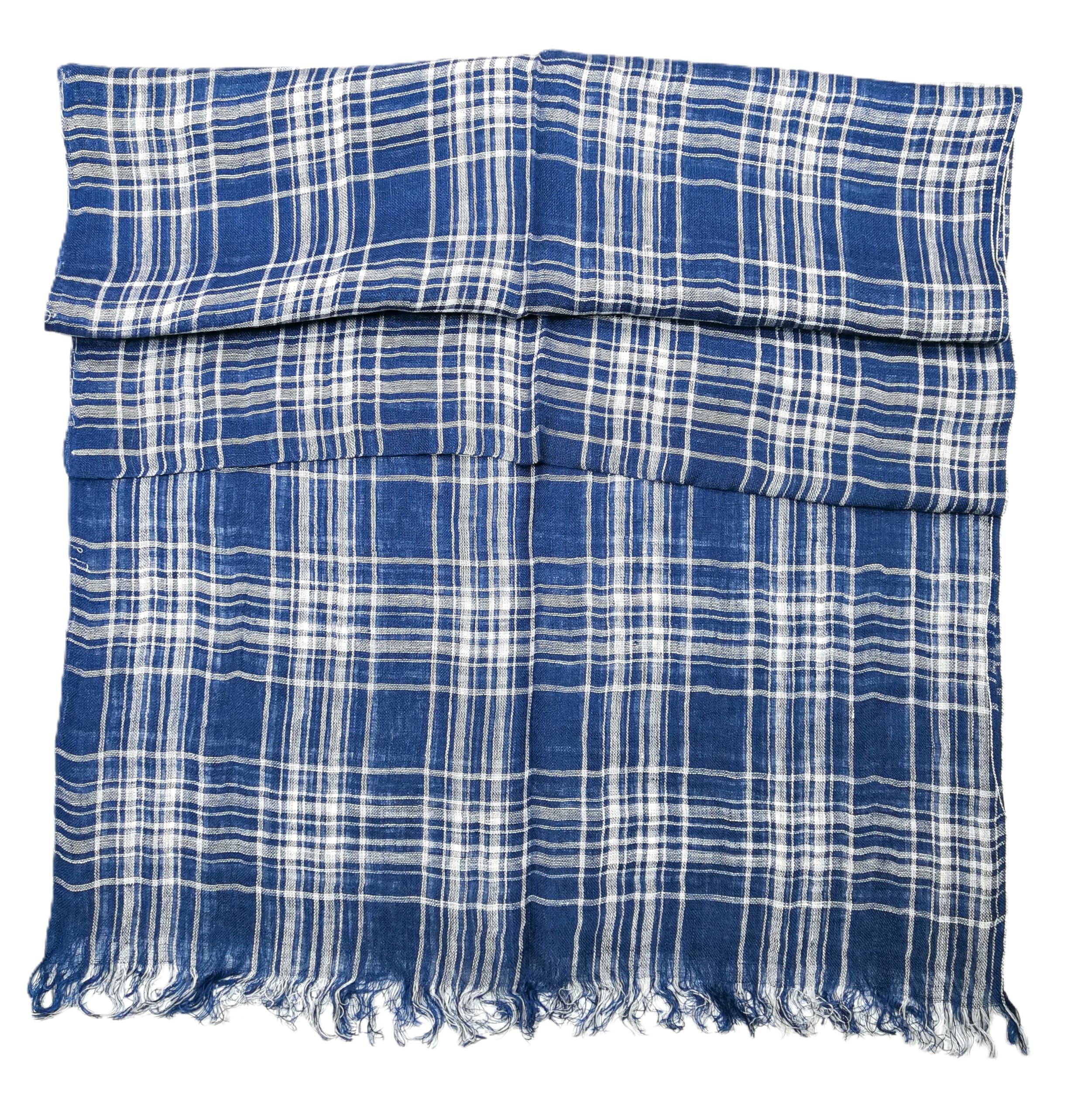 Shanlin Unisex 100% Linen Scarves for Men and Women (Plaid & Stripes)