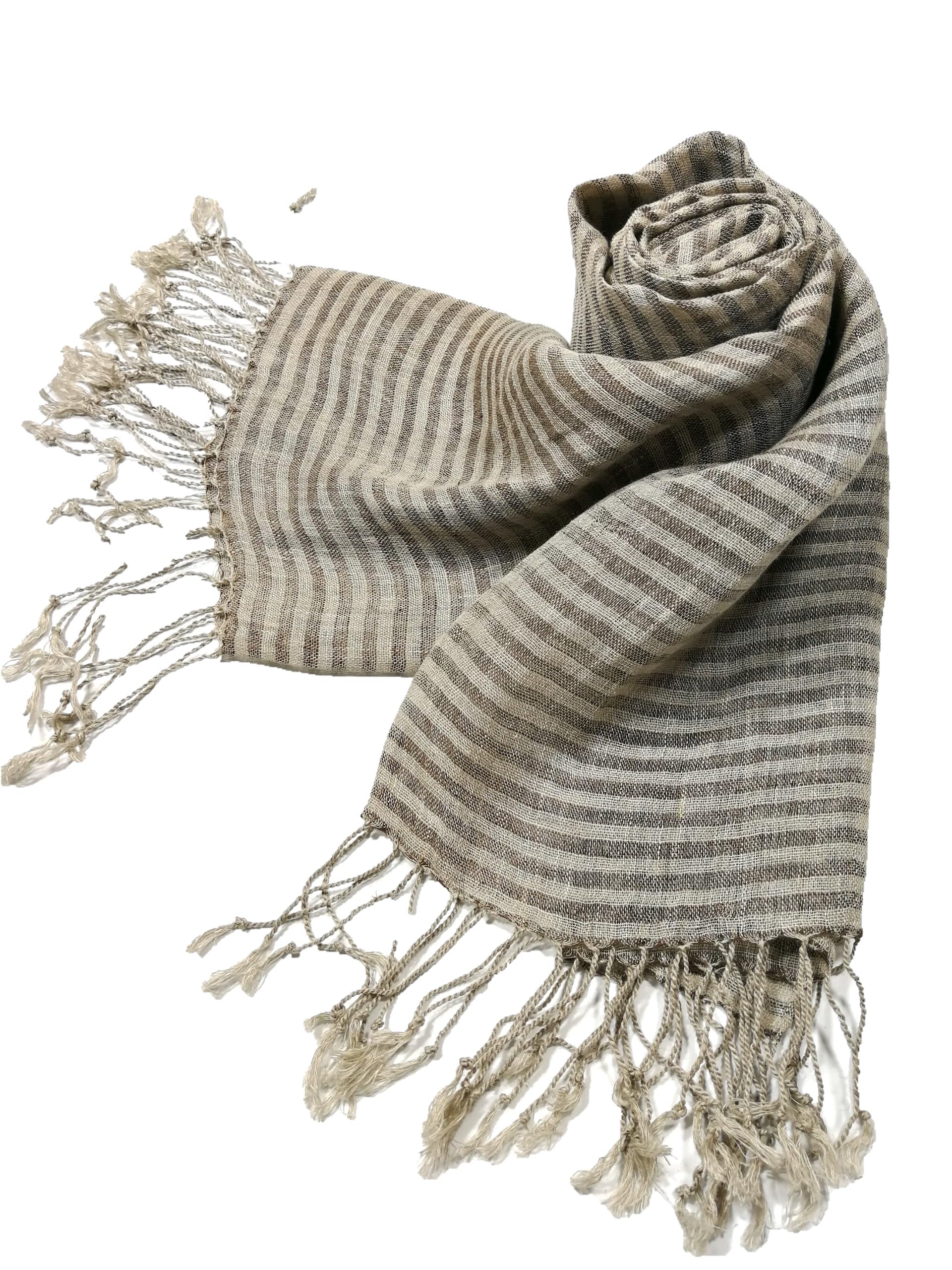 Shanlin Unisex Natural Color 100% Linen Scarves for Men and Women