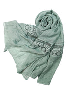 Shanlin Cotton Blend Solid Color Scarves with Elegant Lace Edge for Women