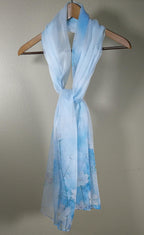 Shanlin 100% Mulberry Silk Chiffon Floral Long Scarf for Travel, Office, Wedding & Daily Wear 180 x 65 cm