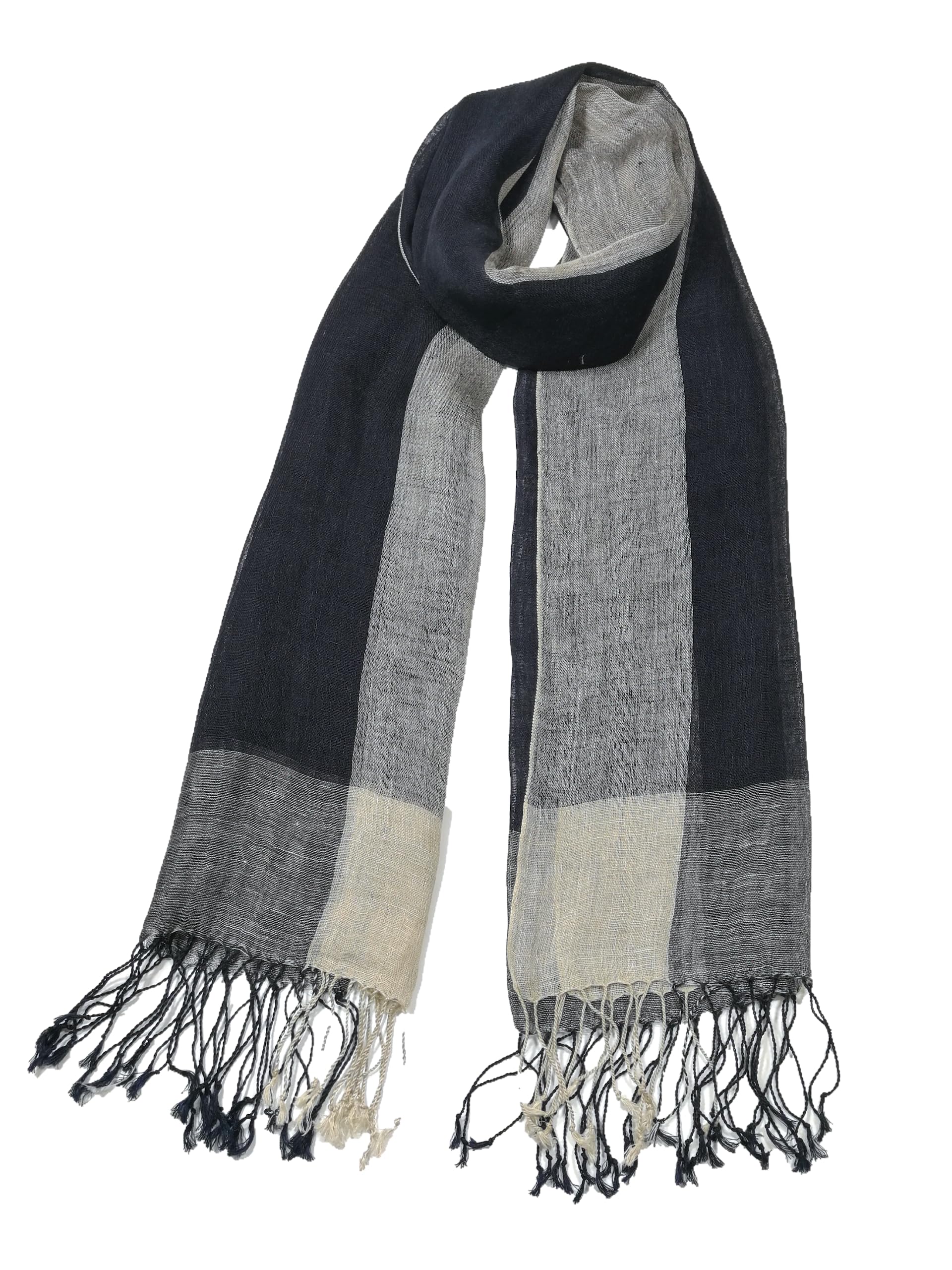 Shanlin Unisex Natural Color 100% Linen Scarves for Men and Women