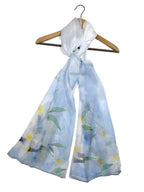 Shanlin 100% Mulberry Silk Chiffon Floral Long Scarf for Travel, Office, Wedding & Daily Wear 180 x 65 cm