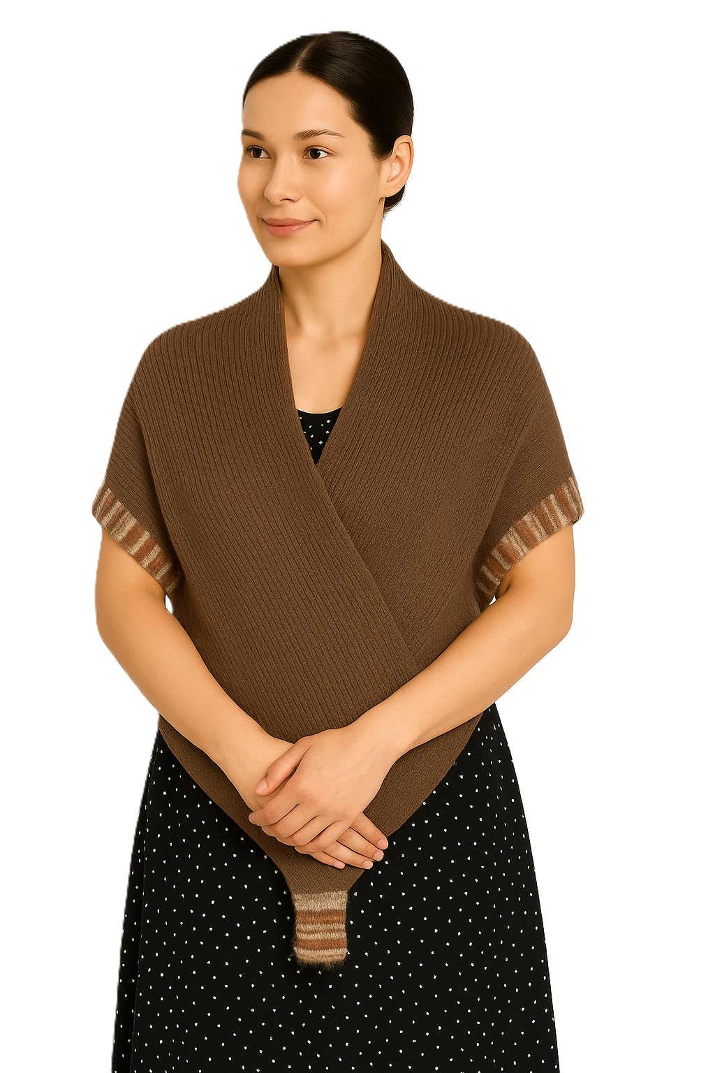 Shanlin Versatile Rainbow Hem Knit Cocoon Cardigan Sweater Shawl