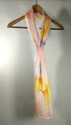 Shanlin 100% Mulberry Silk Chiffon Floral Long Scarf for Travel, Office, Wedding & Daily Wear 180 x 65 cm