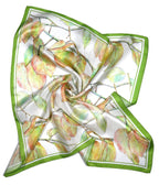 Shanlin 100% Mulberry Silk Twill Scarf Hand-Drawn Nature Print Square Silk Neckerchief Headscarf for Women (26"x26")