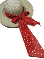 Shanlin Vintage Polka Dot Chiffon Skinny Scarf – Lightweight Retro Long Ribbon for Neck, Hair, Hat