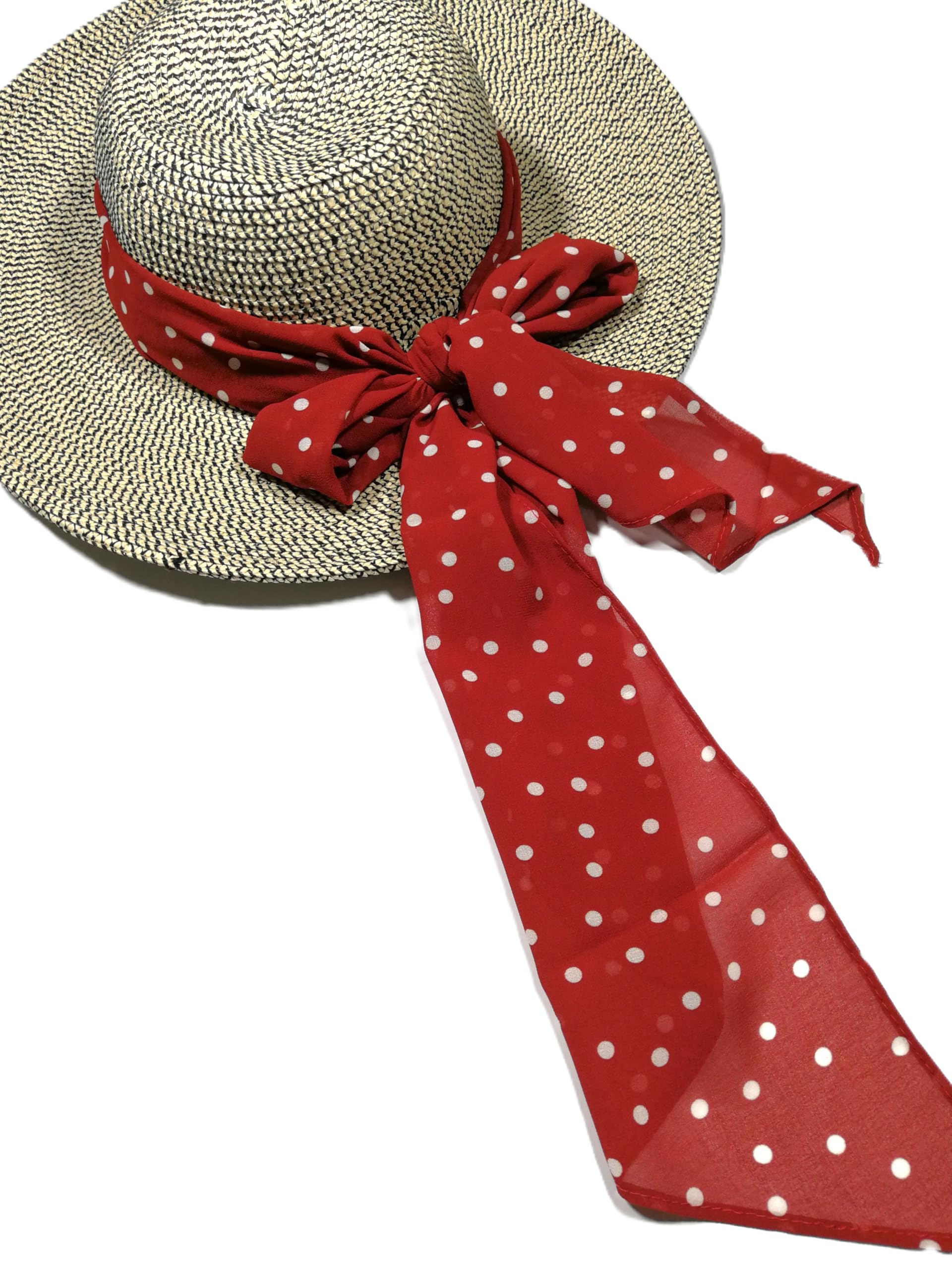 Shanlin Vintage Polka Dot Chiffon Skinny Scarf – Lightweight Retro Long Ribbon for Neck, Hair, Hat