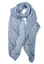 Shanlin Cotton Blend Solid Color Scarves with Elegant Lace Edge for Women
