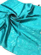 Shanlin Floral Pattern Solid Color Silk Feel Square Scarves (27.5"X27.5")