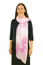 Shanlin 100% Mulberry Silk Chiffon Floral Long Scarf for Travel, Office, Wedding & Daily Wear 180 x 65 cm