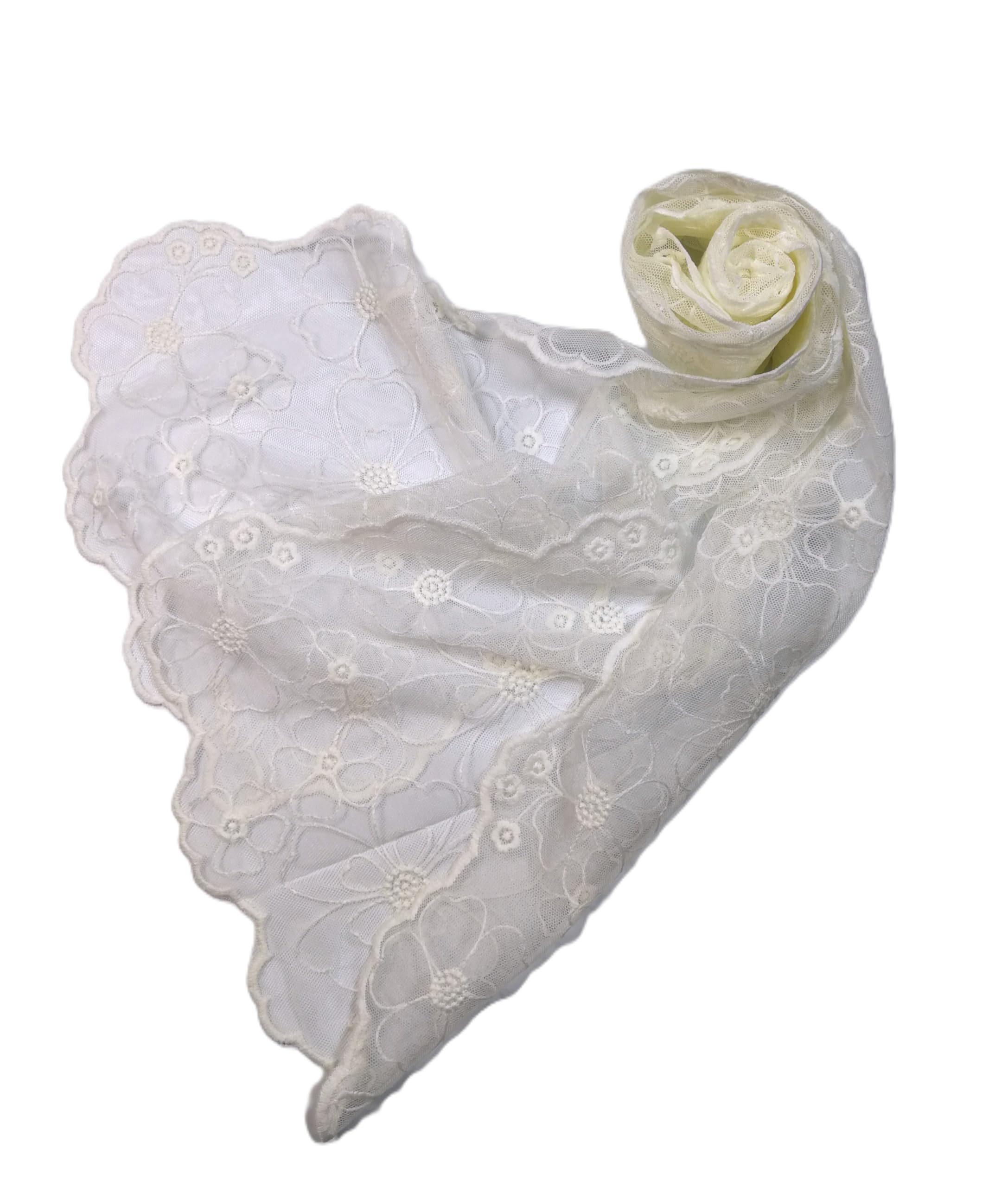 Shanlin Delicate Floral Embroidered Mesh Lace Scarf for Women
