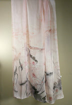 Shanlin 100% Mulberry Silk Chiffon Floral Long Scarf for Travel, Office, Wedding & Daily Wear 180 x 65 cm