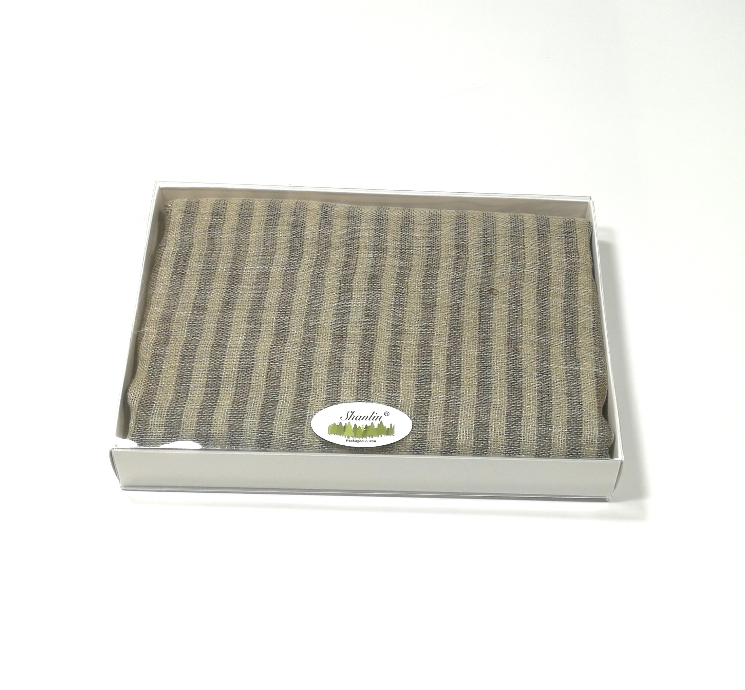 Shanlin Unisex Natural Color 100% Linen Scarves for Men and Women