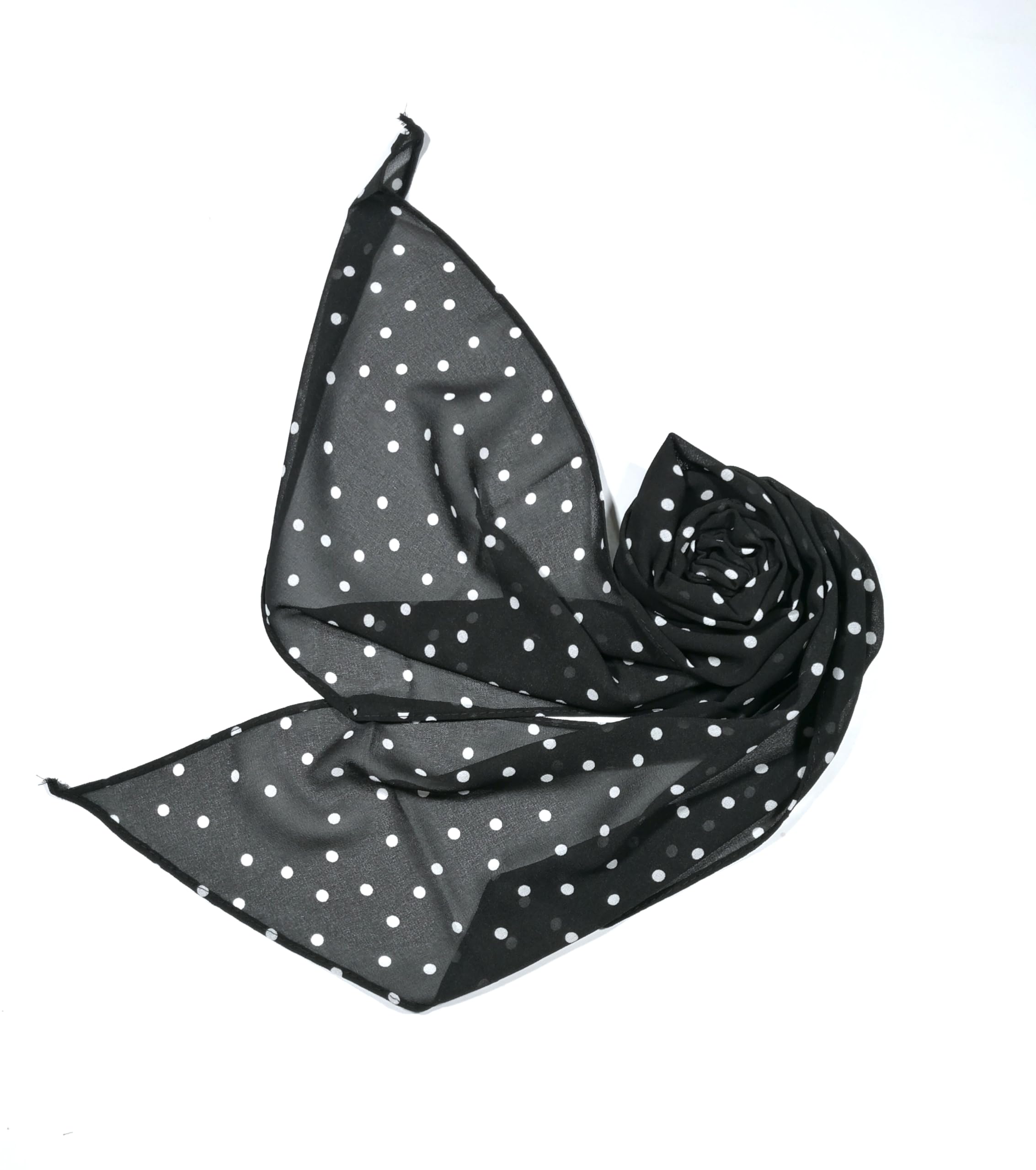 Shanlin Vintage Polka Dot Chiffon Skinny Scarf – Lightweight Retro Long Ribbon for Neck, Hair, Hat